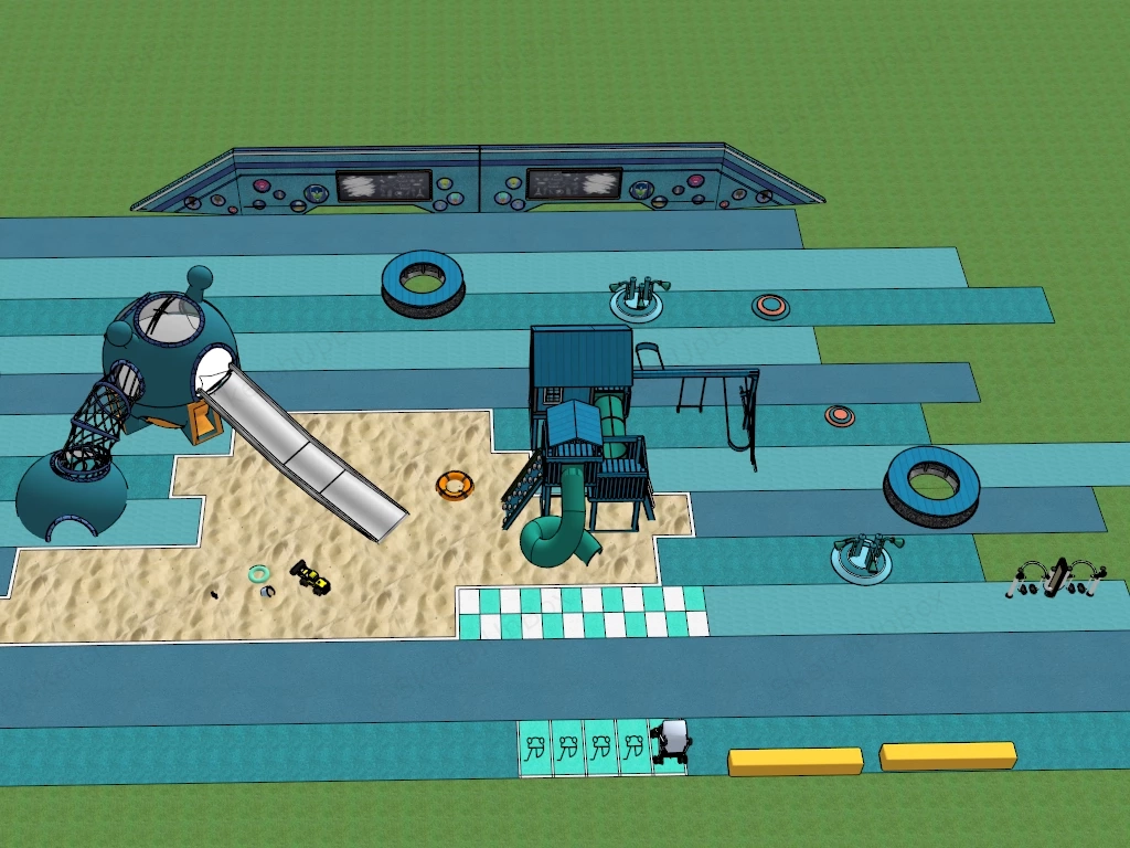 Beach Themed Children's Playground sketchup model preview - SketchupBox