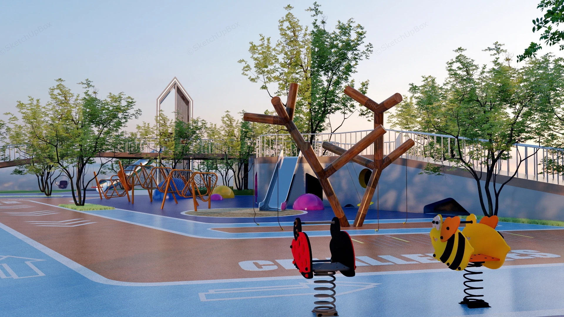 Innovative Multi Level Adventure Playground sketchup model preview - SketchupBox