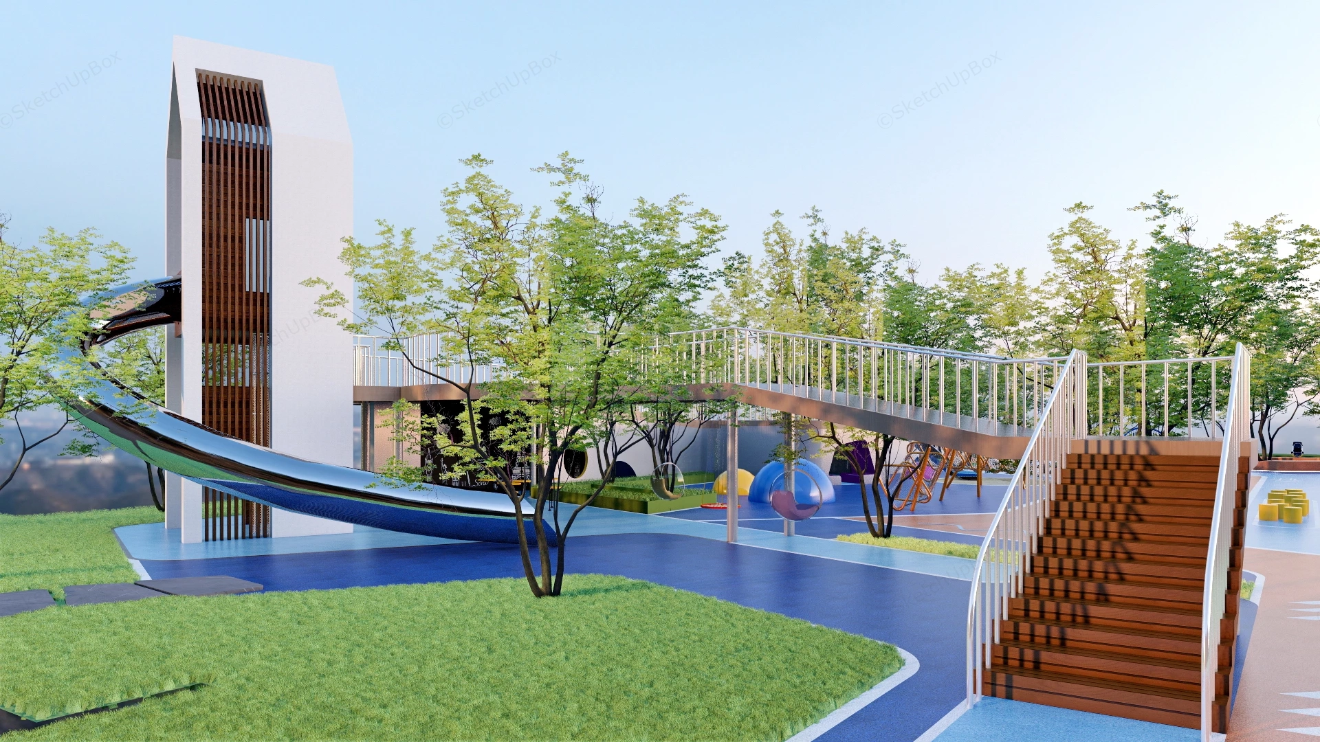 Innovative Multi Level Adventure Playground sketchup model preview - SketchupBox
