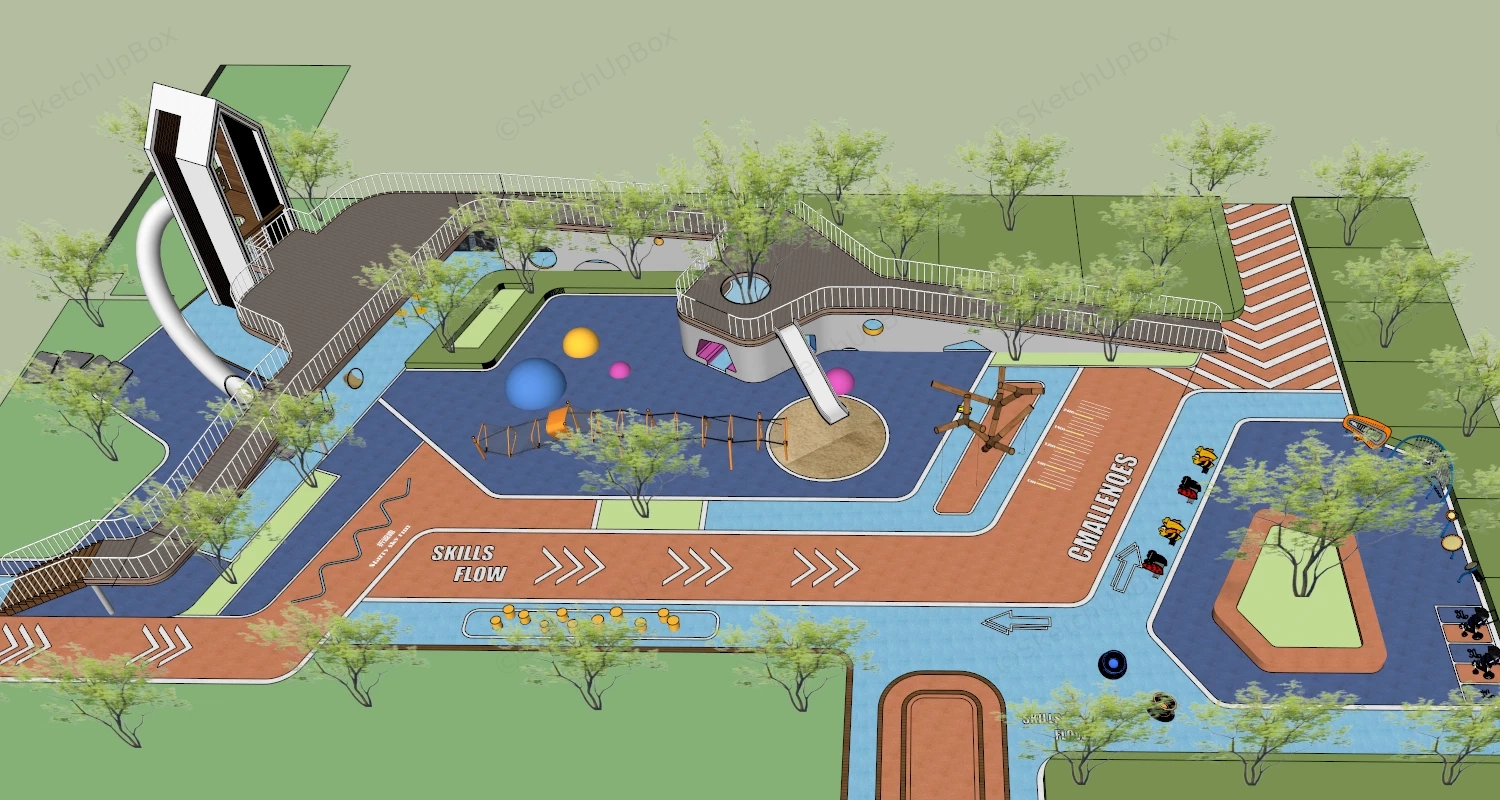 Innovative Multi Level Adventure Playground sketchup model preview - SketchupBox