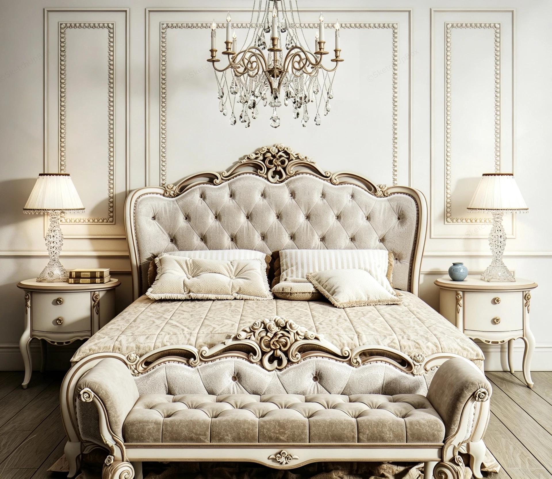 Baroque Style Master Bedroom Suite sketchup model preview - SketchupBox