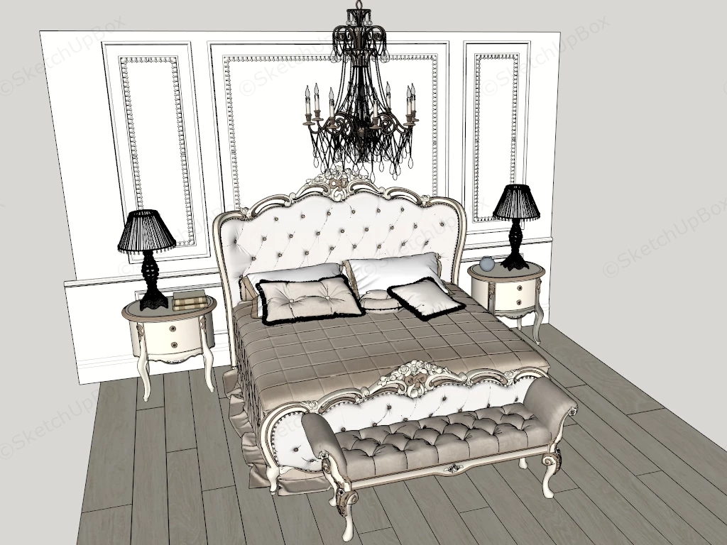 Baroque Style Master Bedroom Suite sketchup model preview - SketchupBox