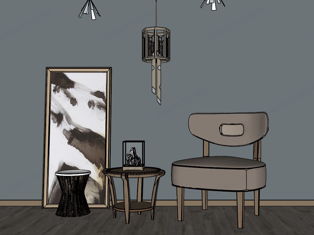Cozy Nordic Style Reading Nook sketchup model preview - SketchupBox