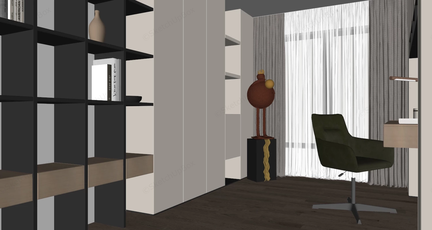 Minimalist Home Office And Study Room Layout sketchup model preview - SketchupBox