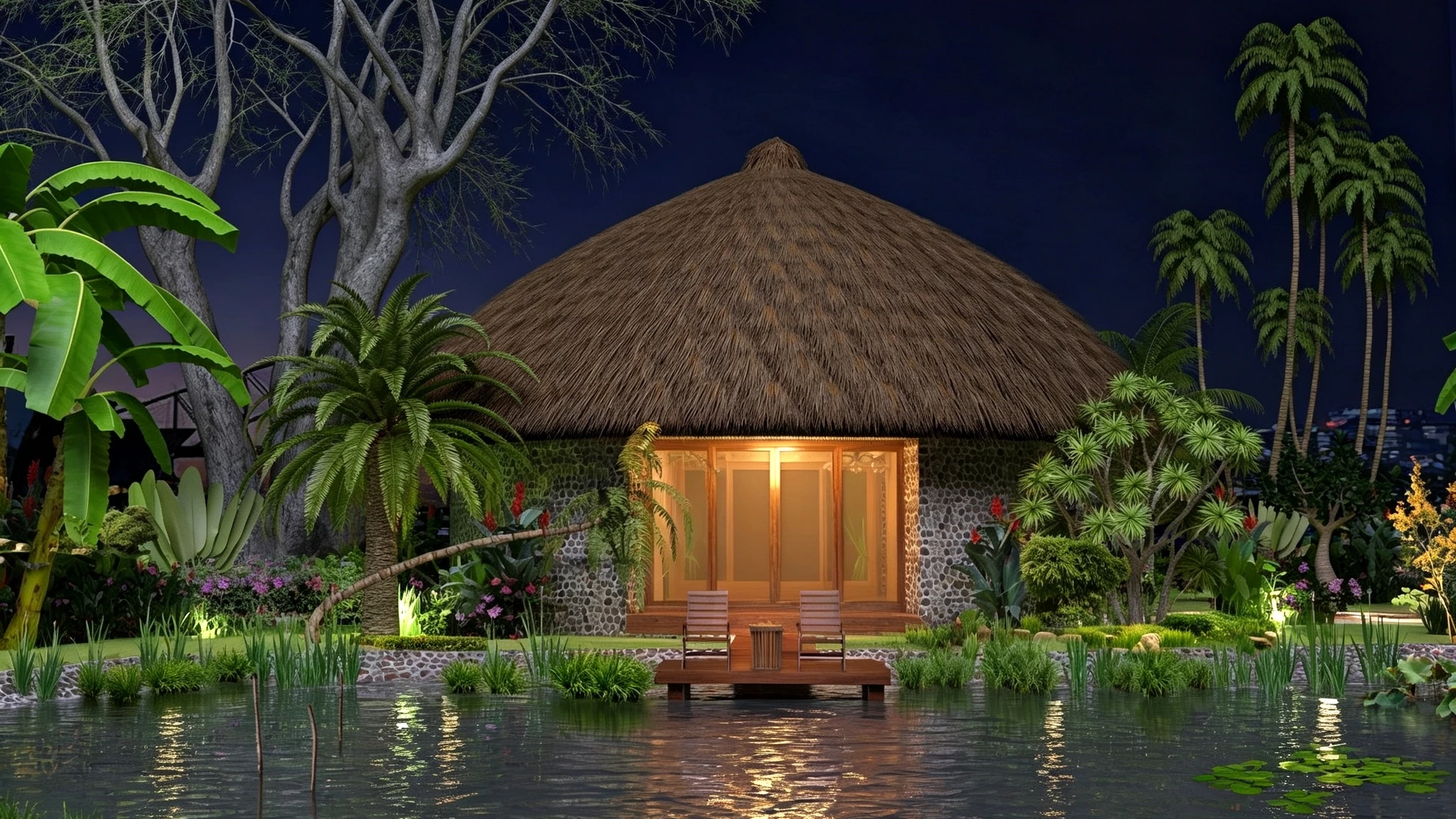 Tropical Eco Luxury Resort Bungalow sketchup model preview - SketchupBox