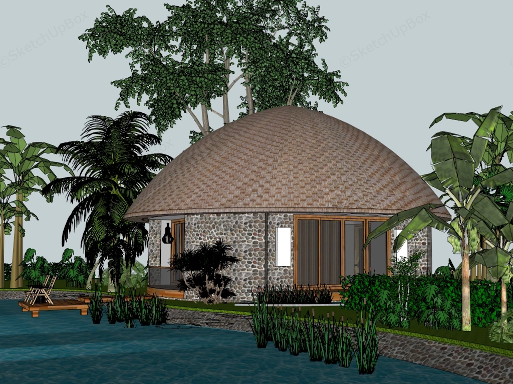 Tropical Eco Luxury Resort Bungalow sketchup model preview - SketchupBox