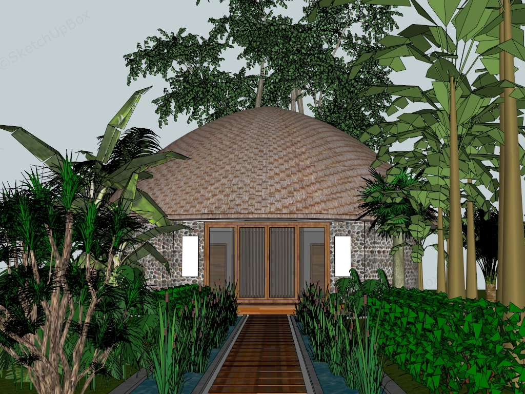 Tropical Eco Luxury Resort Bungalow sketchup model preview - SketchupBox