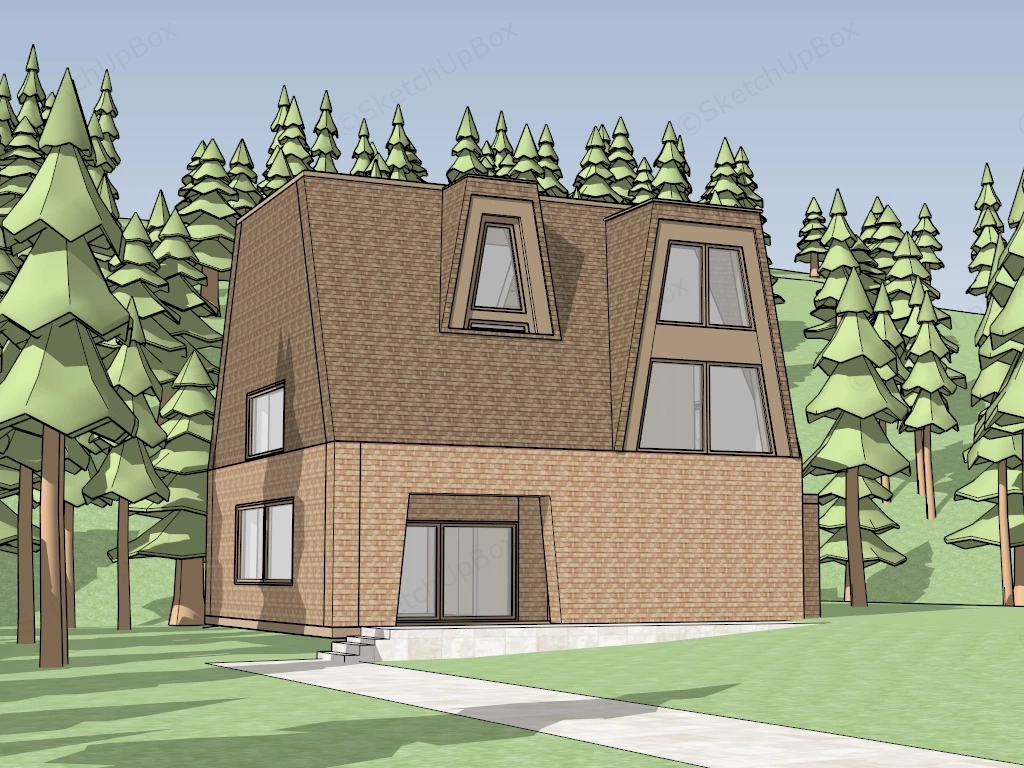 Ultra Modern Mansard Roof Cabin sketchup model preview - SketchupBox