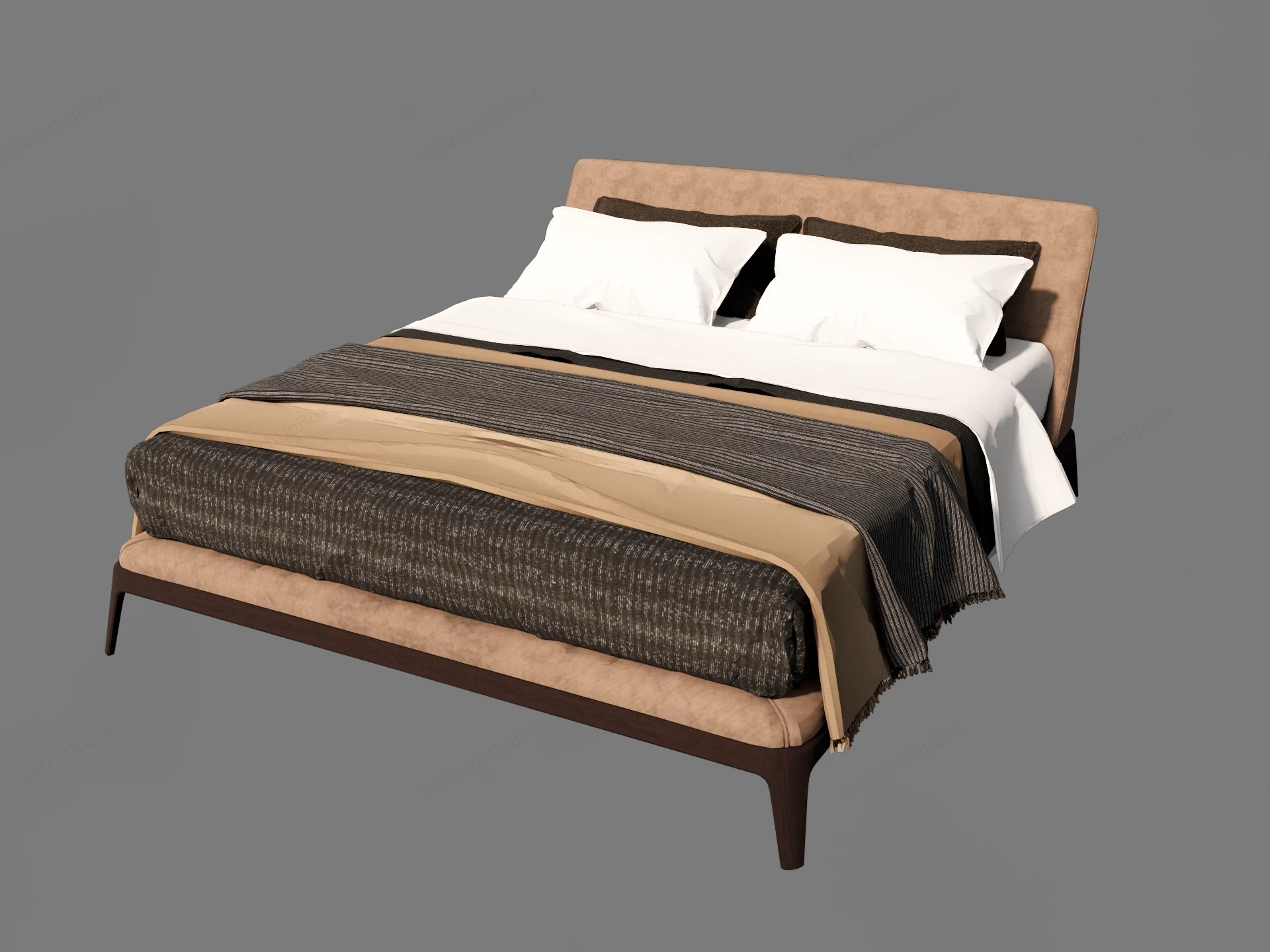 Modern Upholstered Platform Bed sketchup model preview - SketchupBox