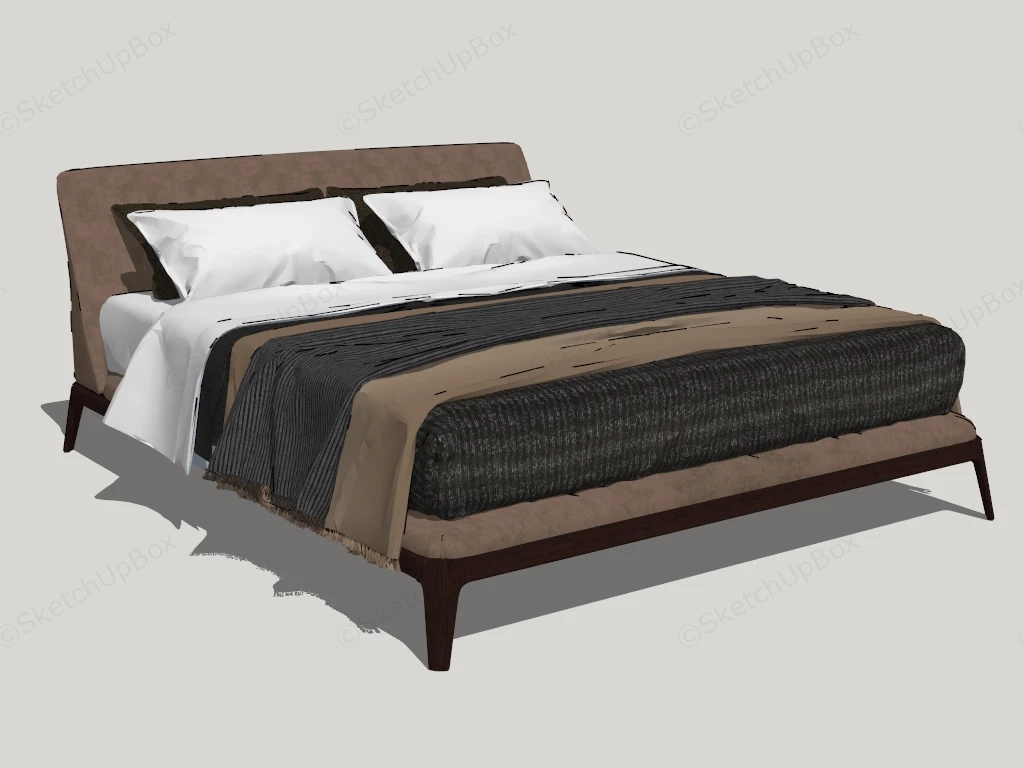 Modern Upholstered Platform Bed sketchup model preview - SketchupBox