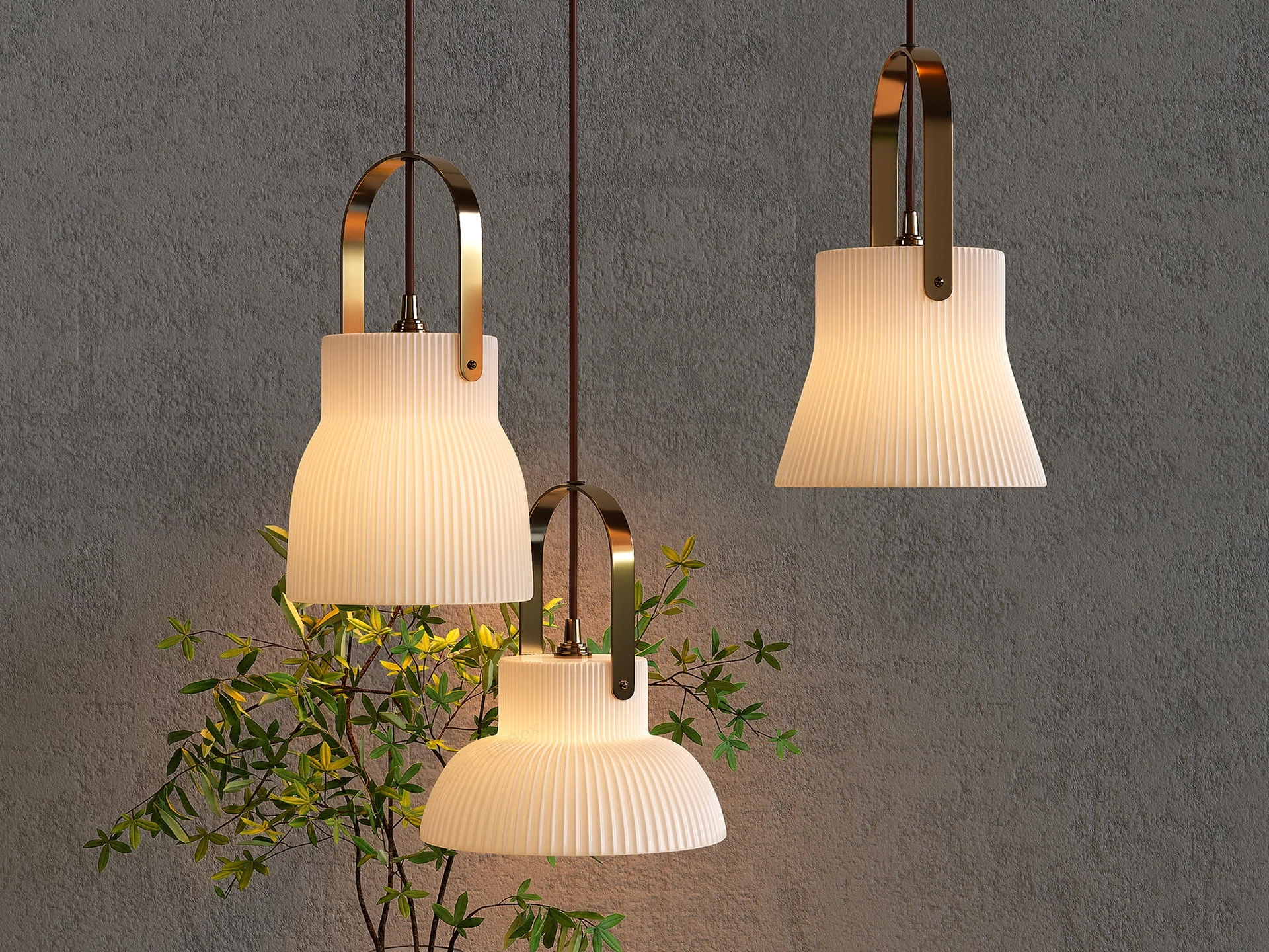 Ribbed Ceramic Pendant Light System sketchup model preview - SketchupBox