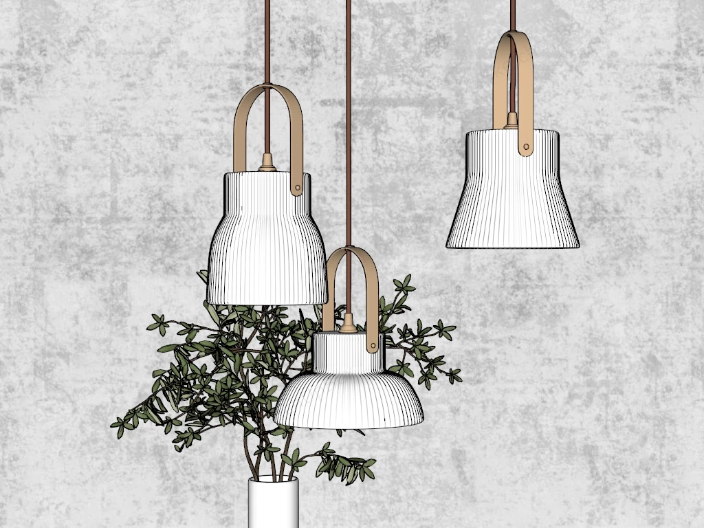 Ribbed Ceramic Pendant Light System sketchup model preview - SketchupBox
