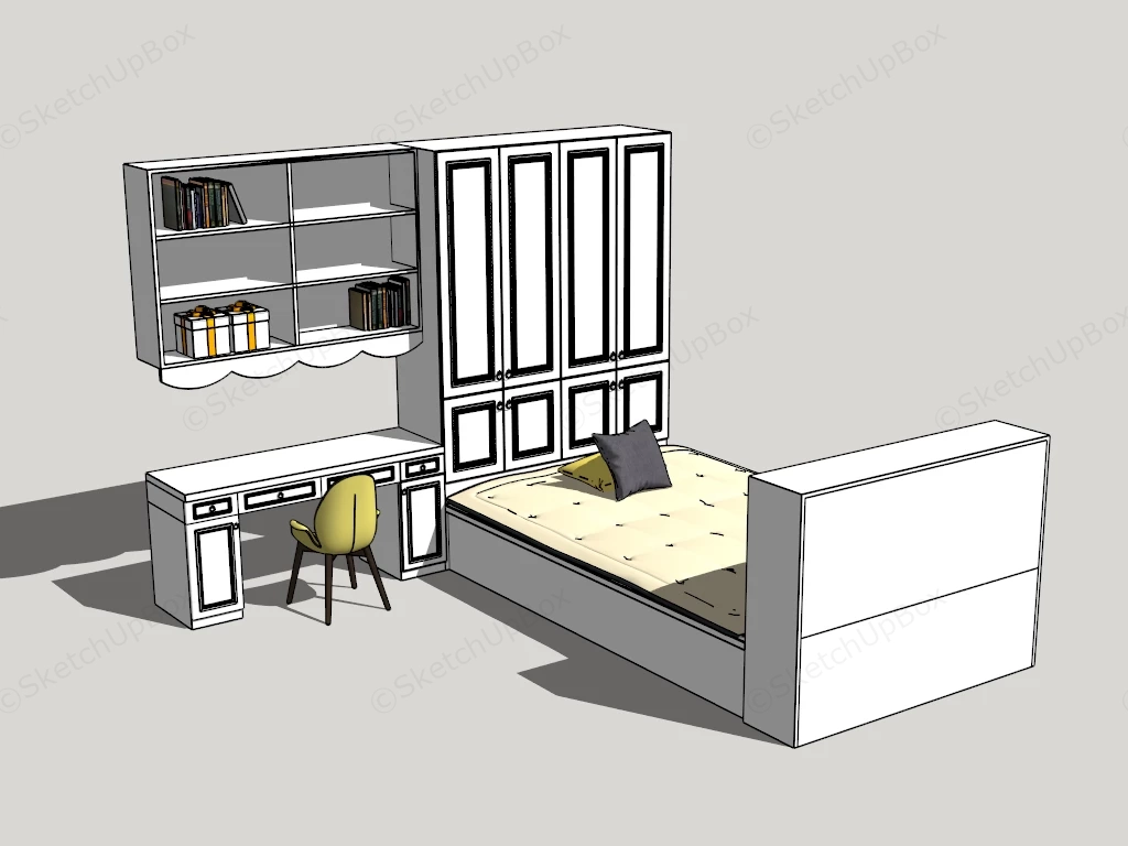 Multifunctional Bedroom Furniture Unit sketchup model preview - SketchupBox