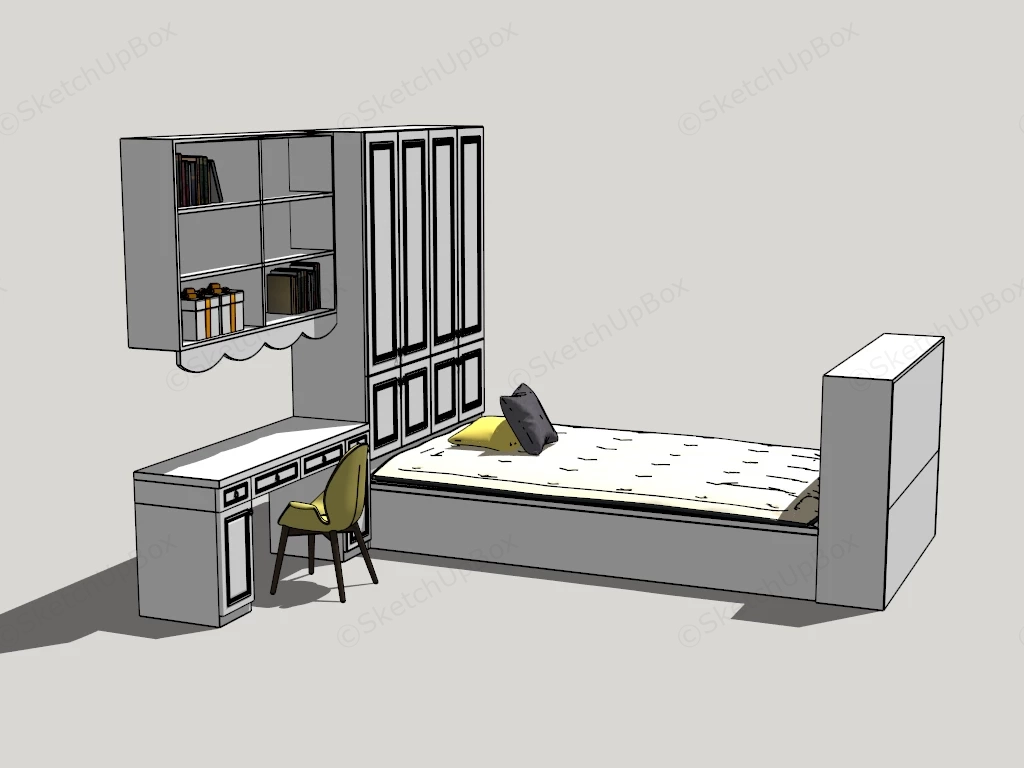 Multifunctional Bedroom Furniture Unit sketchup model preview - SketchupBox