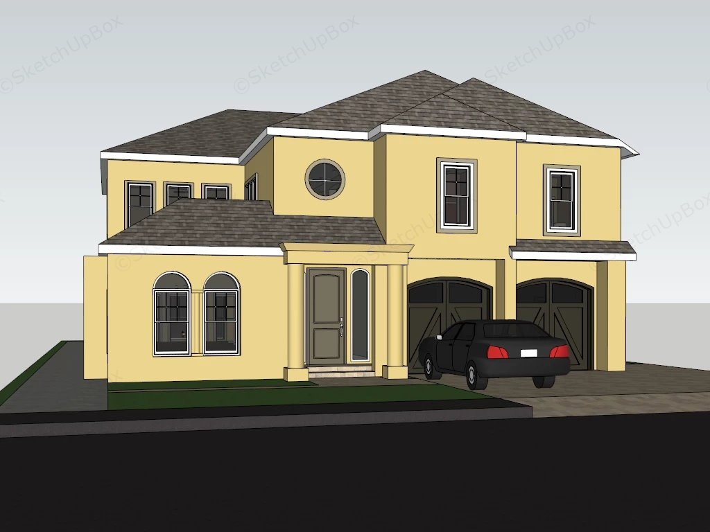 Two Story Suburban Residential Home sketchup model preview - SketchupBox