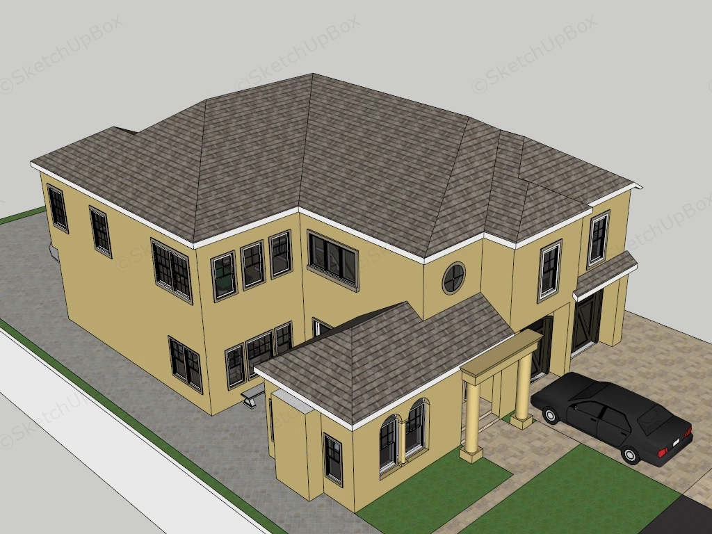 Two Story Suburban Residential Home sketchup model preview - SketchupBox