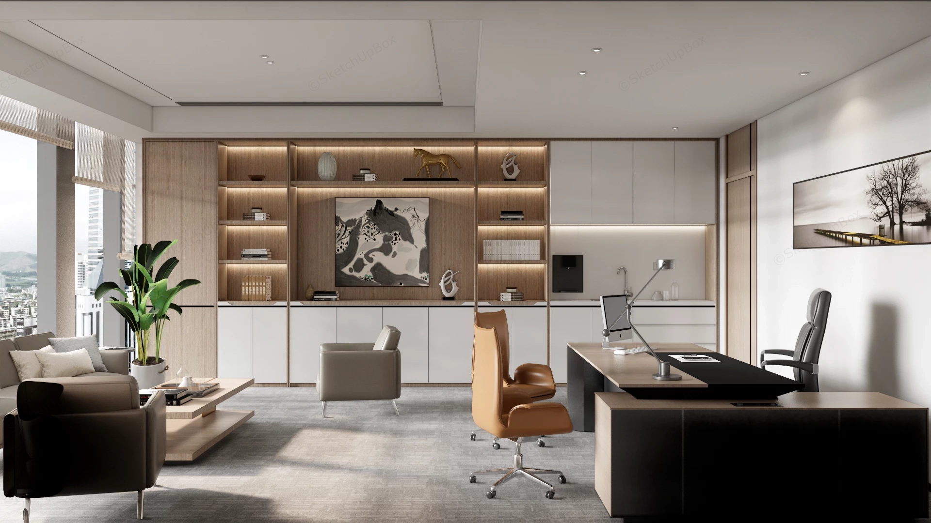 Luxury Executive Office Suite sketchup model preview - SketchupBox
