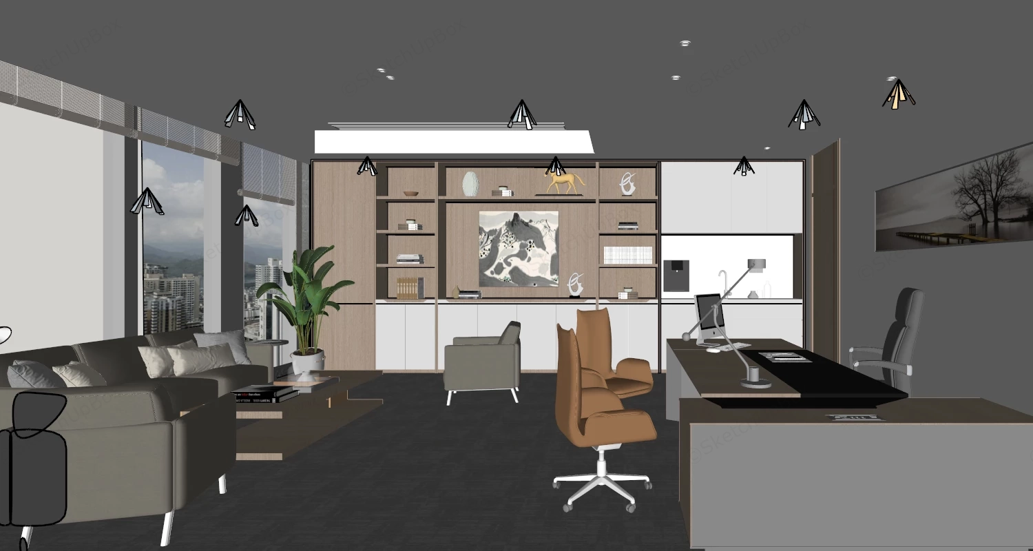Luxury Executive Office Suite sketchup model preview - SketchupBox