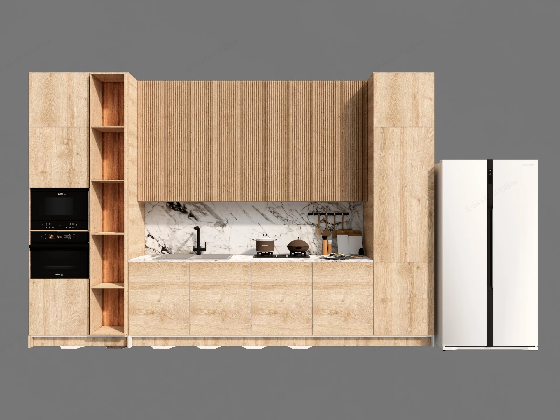 Modern Linear Kitchenette Unit sketchup model preview - SketchupBox