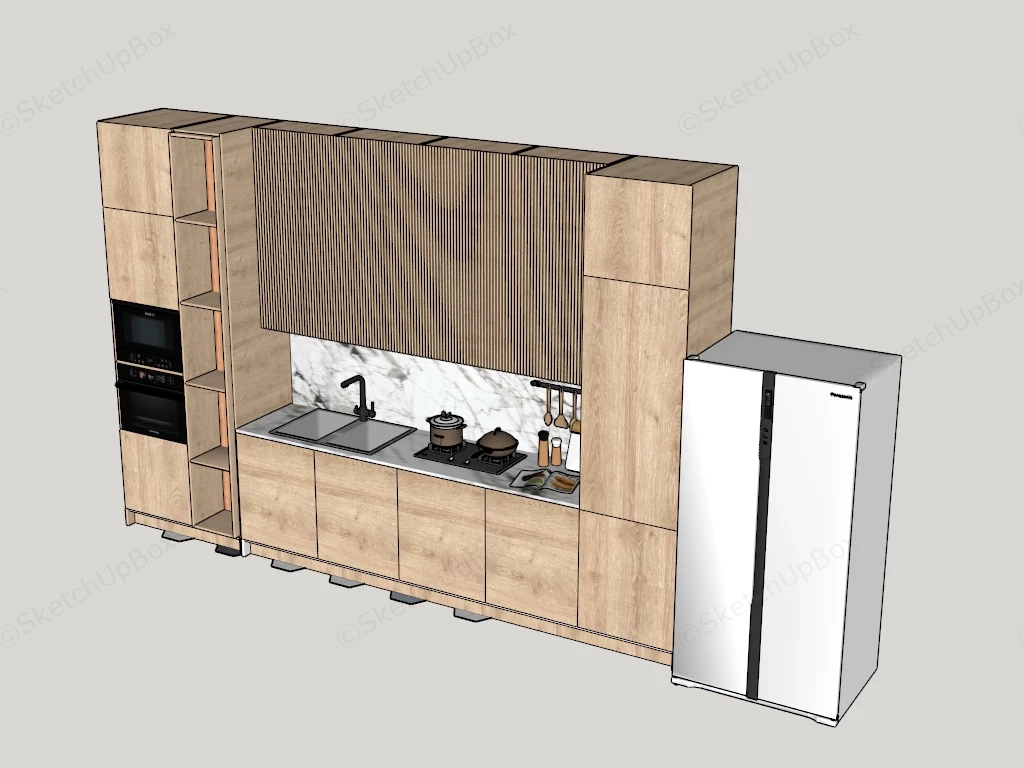 Modern Linear Kitchenette Unit sketchup model preview - SketchupBox