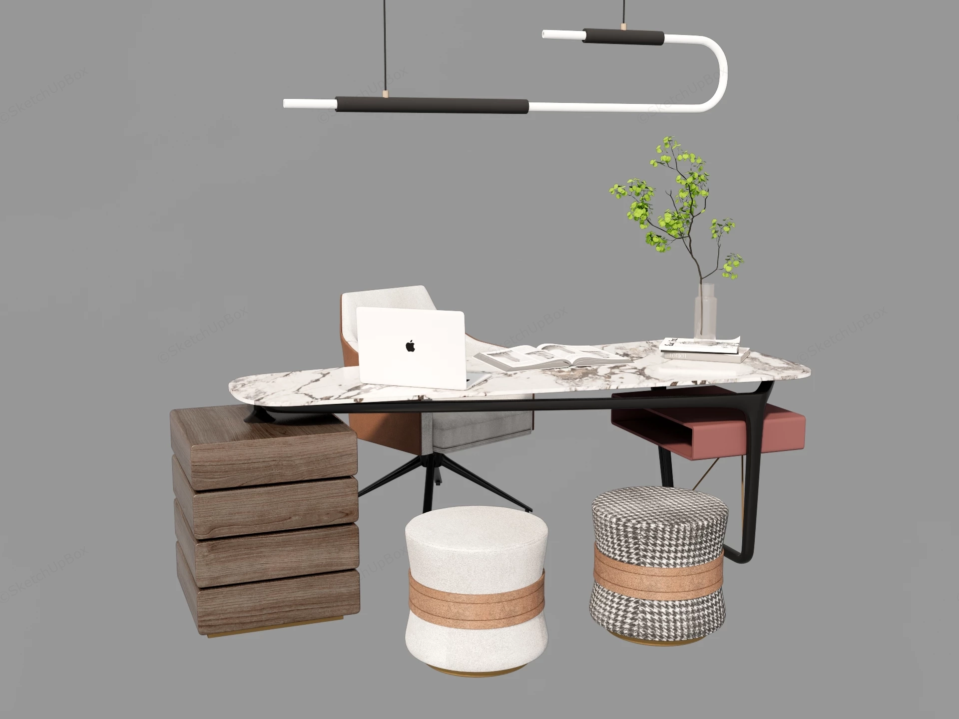 High End Luxury Office Workstation Layout sketchup model preview - SketchupBox
