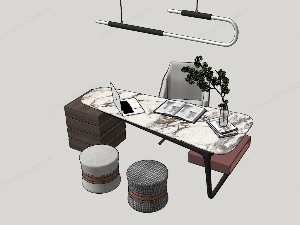 High End Luxury Office Workstation Layout sketchup model preview - SketchupBox