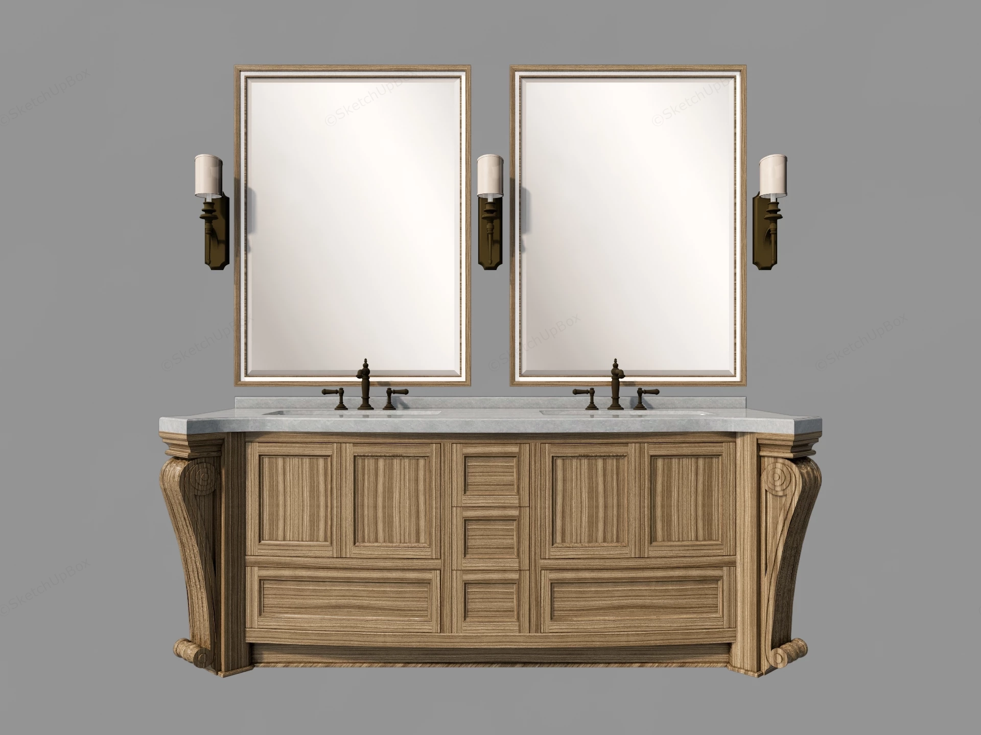 Double Sink Bathroom Vanity Set sketchup model preview - SketchupBox