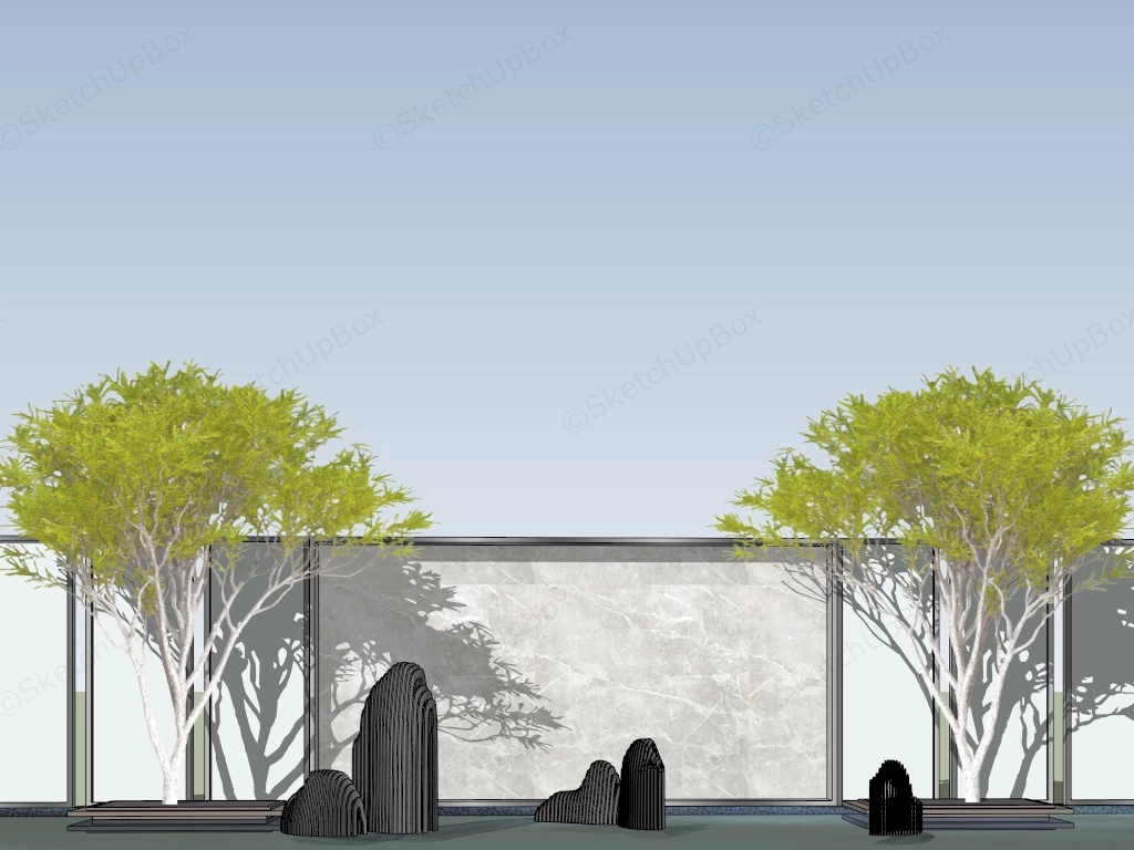 Contemporary Landscape Water Feature sketchup model preview - SketchupBox