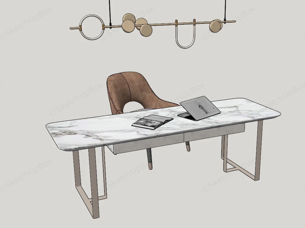 Modern Luxury Executive Office Desk Setup sketchup model preview - SketchupBox