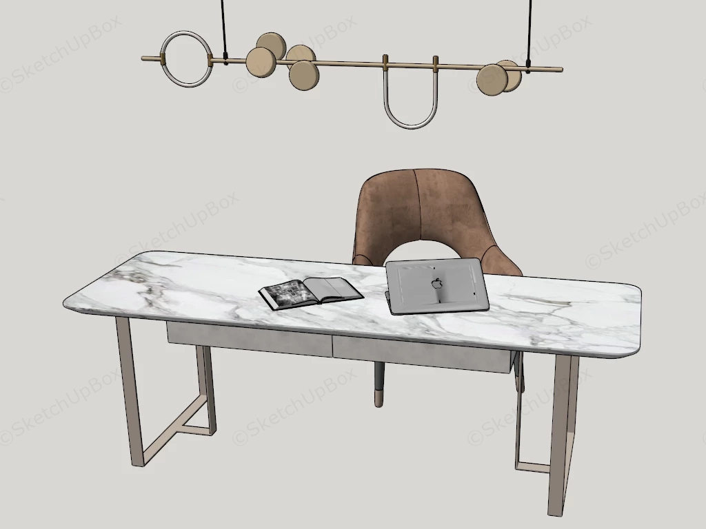 Modern Luxury Executive Office Desk Setup sketchup model preview - SketchupBox