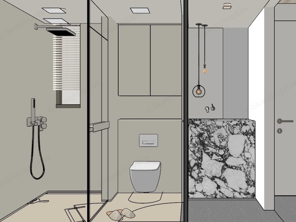 Minimalist Master Bathroom sketchup model preview - SketchupBox