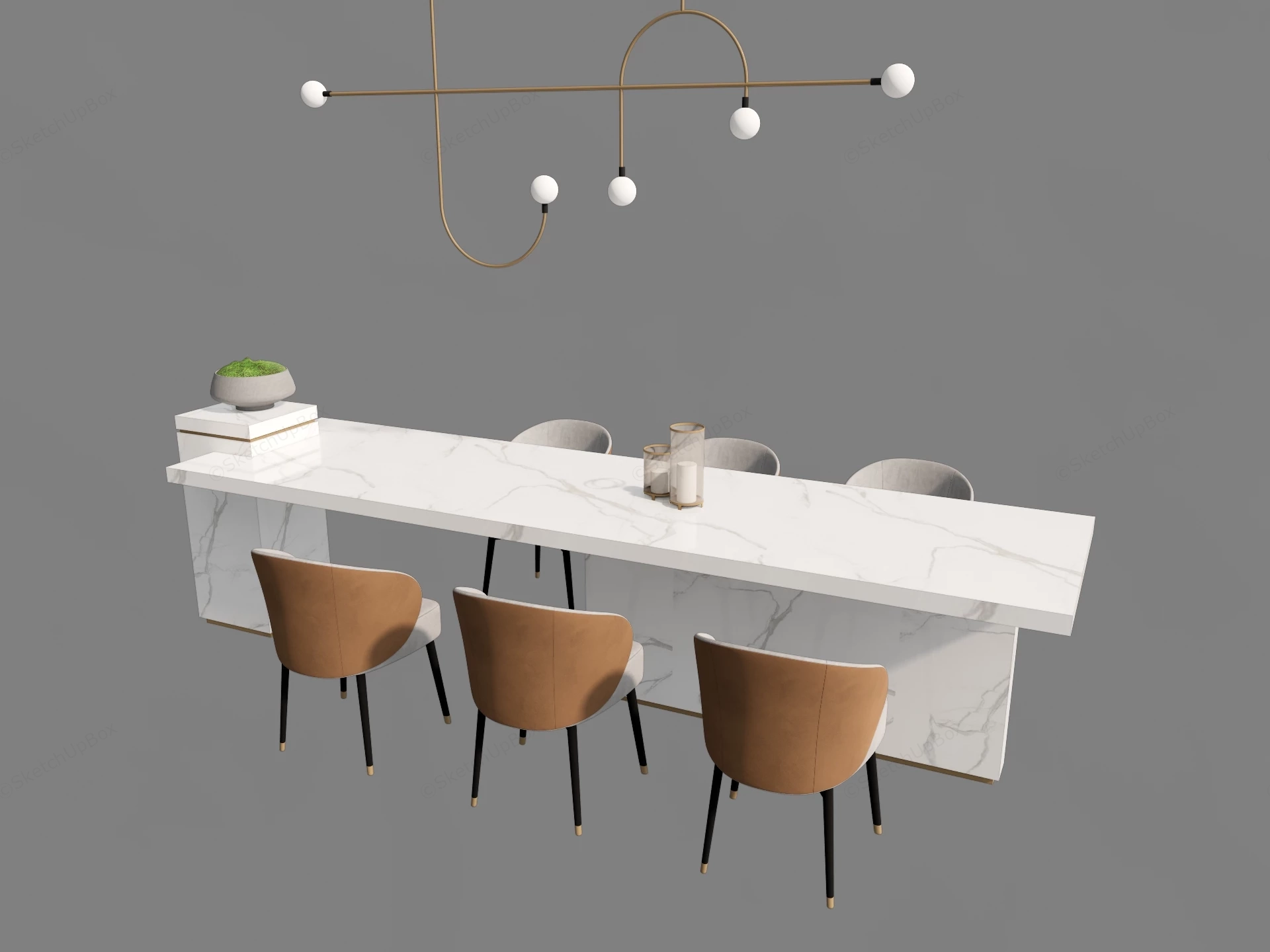 Luxury Kitchen Island Bar Dining Setup sketchup model preview - SketchupBox