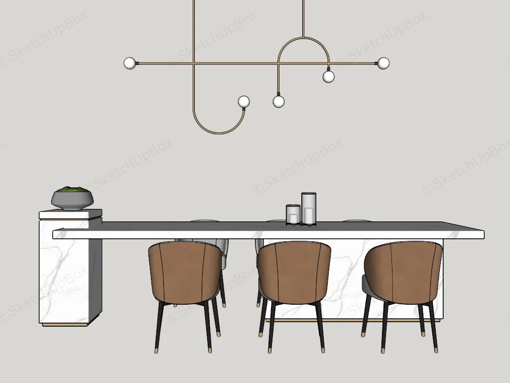 Luxury Kitchen Island Bar Dining Setup sketchup model preview - SketchupBox