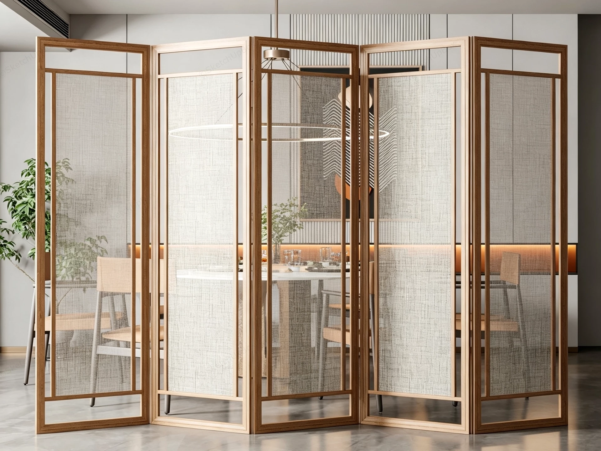 Multi Panel Accordion Folding Room Divider sketchup model preview - SketchupBox