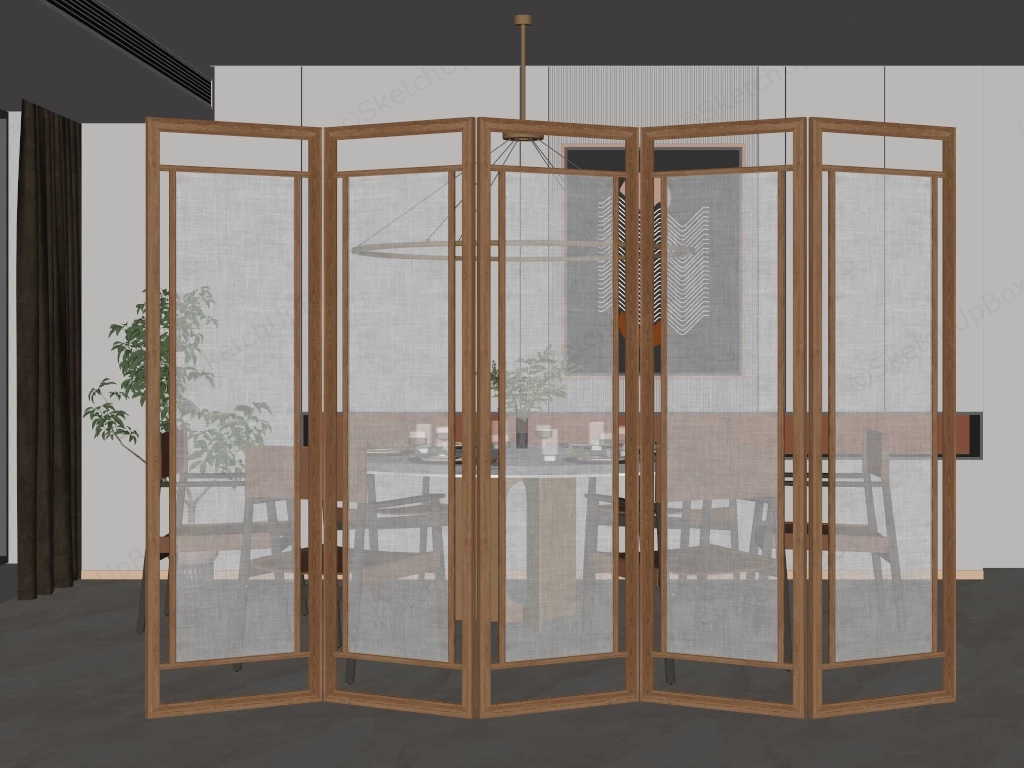 Multi Panel Accordion Folding Room Divider sketchup model preview - SketchupBox