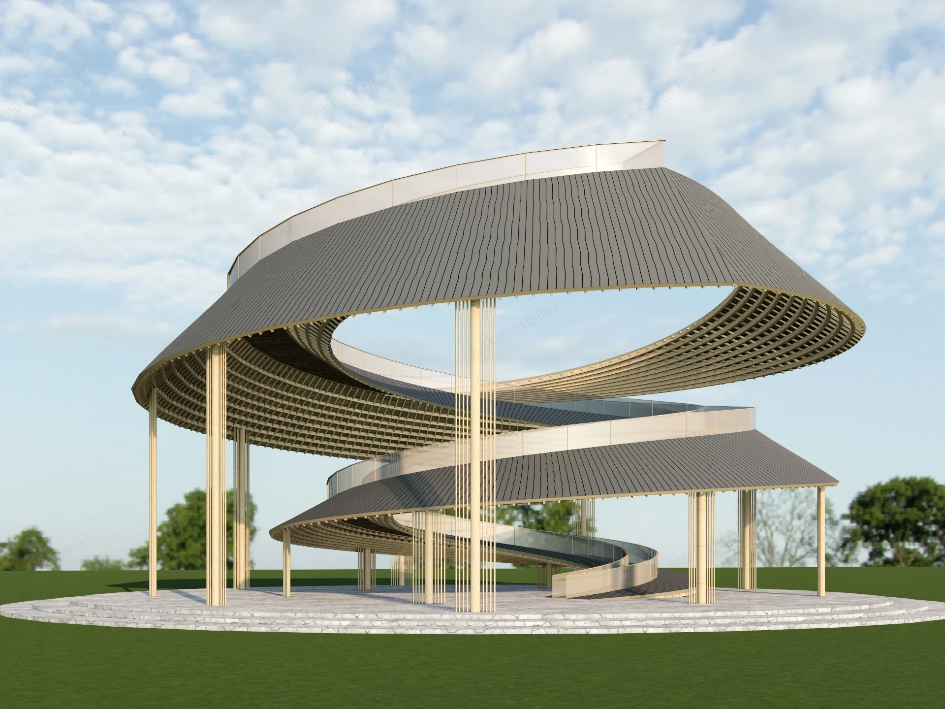 Modern Helical Observation Tower sketchup model preview - SketchupBox