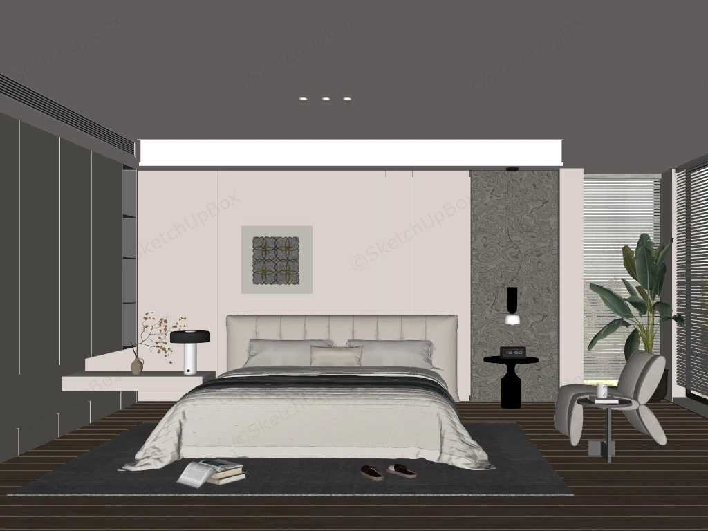 Luxury Modern Master Bedroom sketchup model preview - SketchupBox