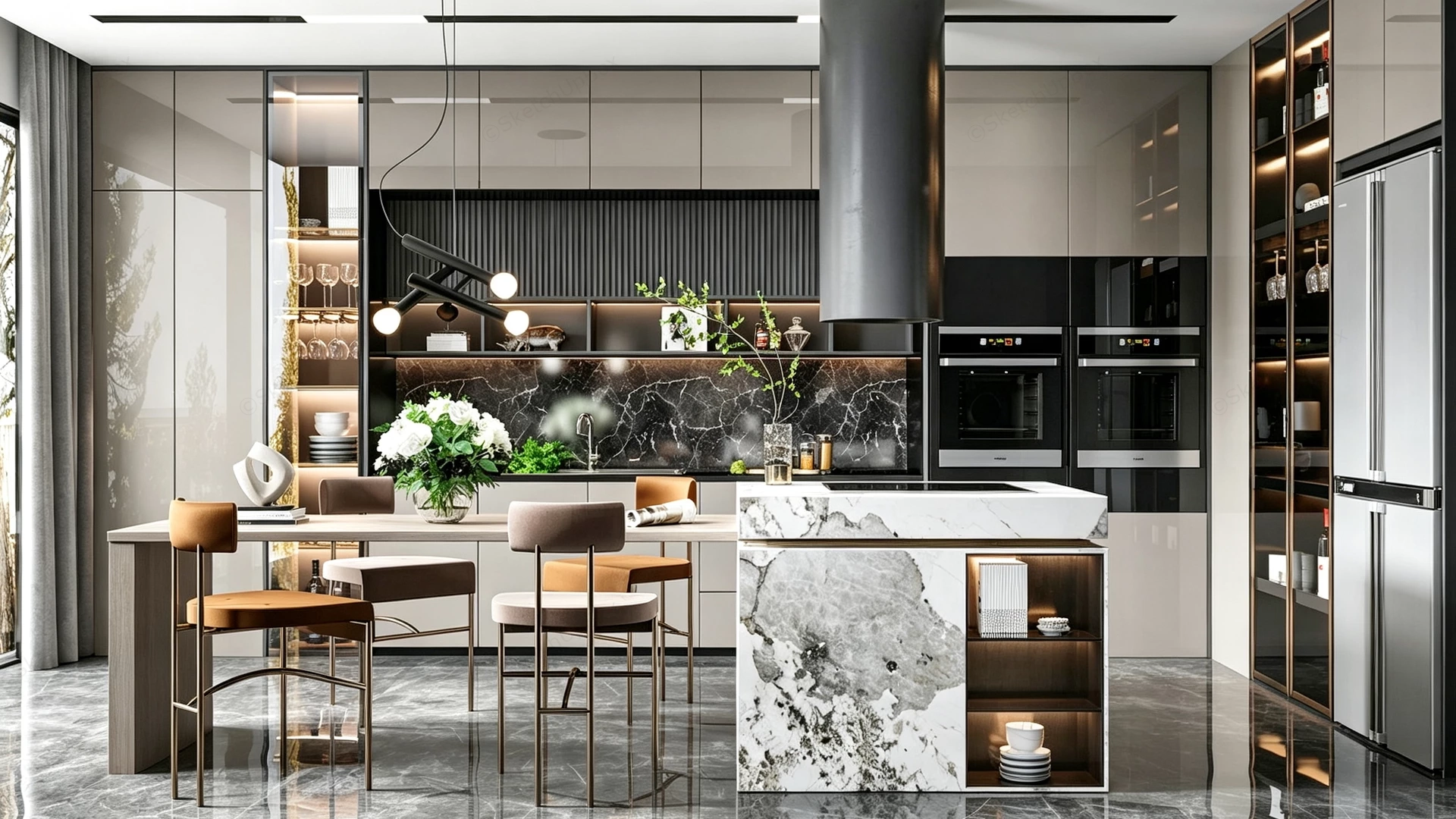 High End Luxury Kitchen With Island sketchup model preview - SketchupBox