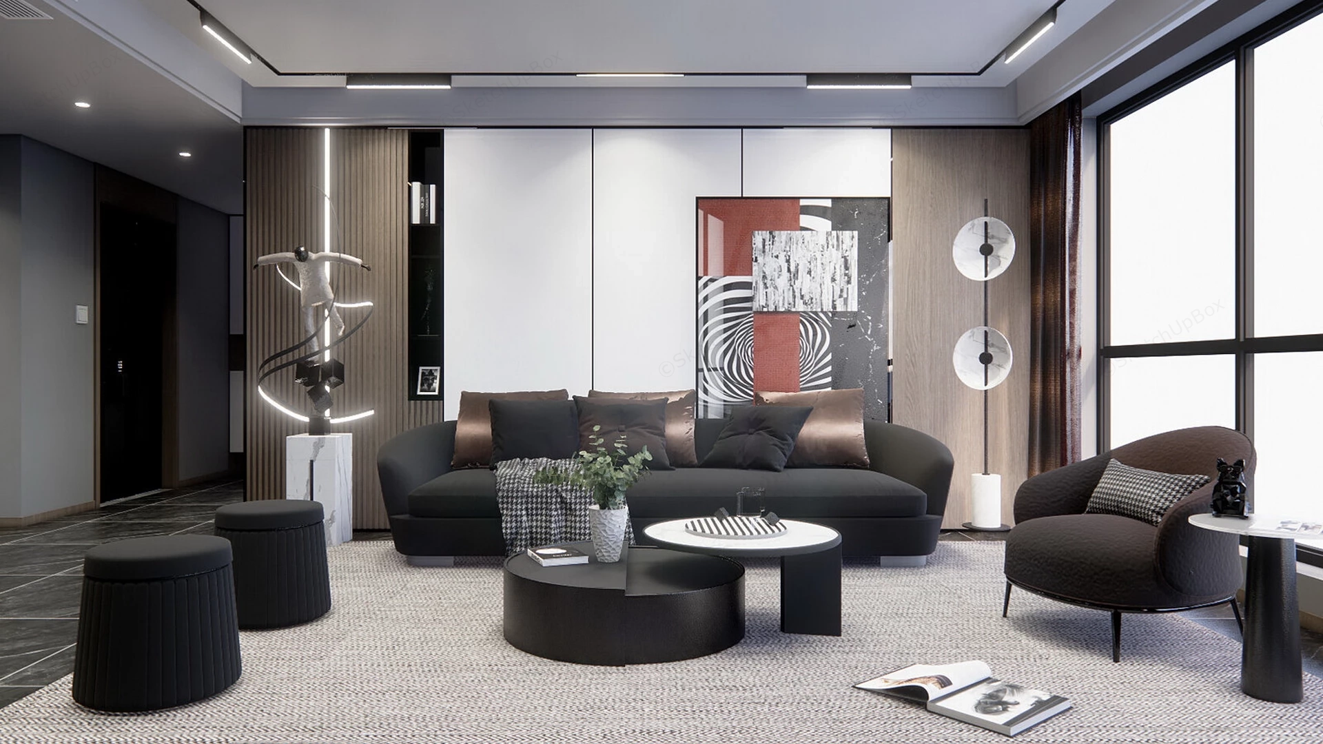 Luxury Modern Living Room sketchup model preview - SketchupBox