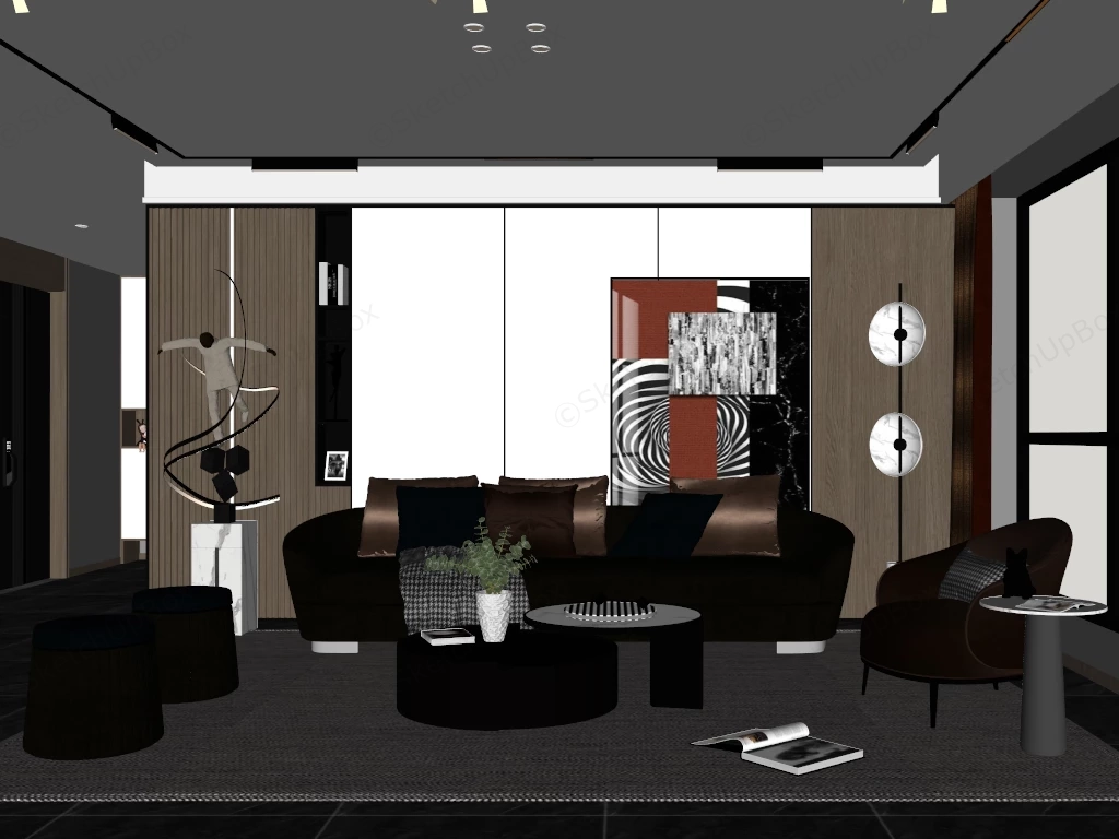 Luxury Modern Living Room sketchup model preview - SketchupBox
