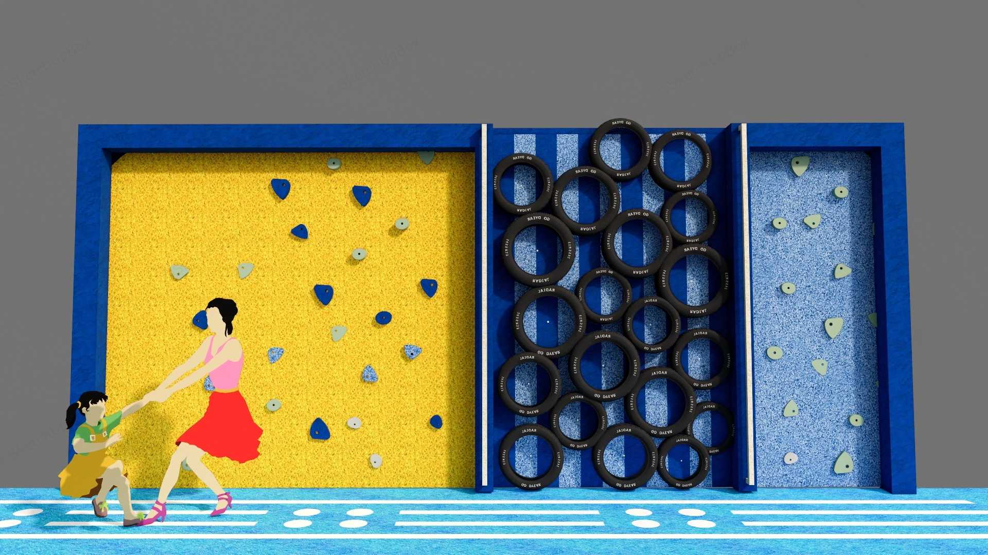 Climbing And Play Structure Wall sketchup model preview - SketchupBox