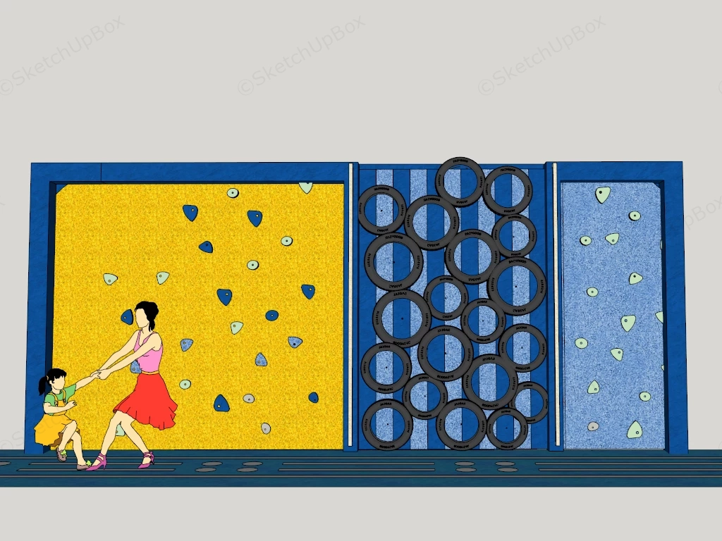 Climbing And Play Structure Wall sketchup model preview - SketchupBox