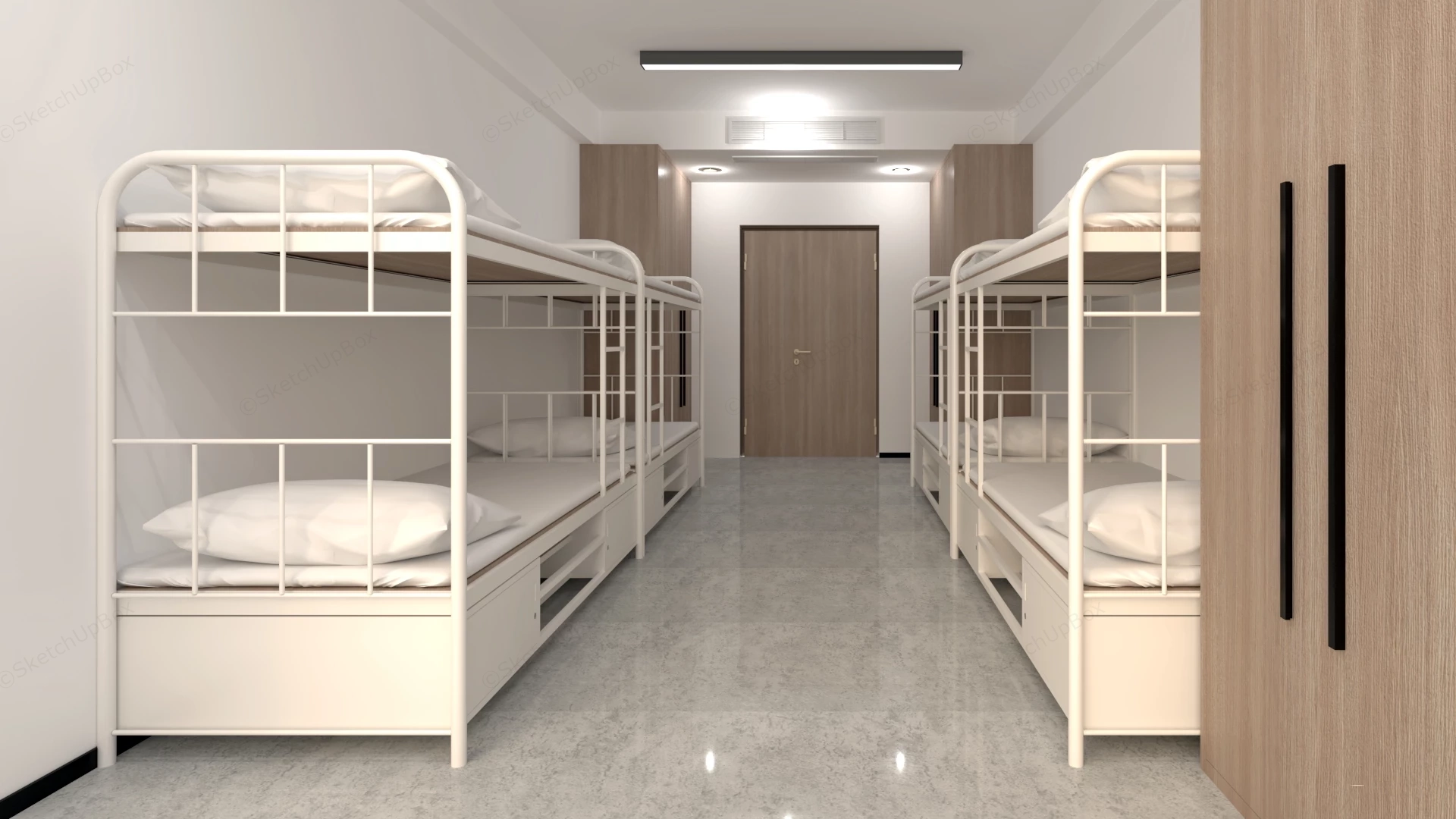 Modern 8 Bed Dormitory Room sketchup model preview - SketchupBox