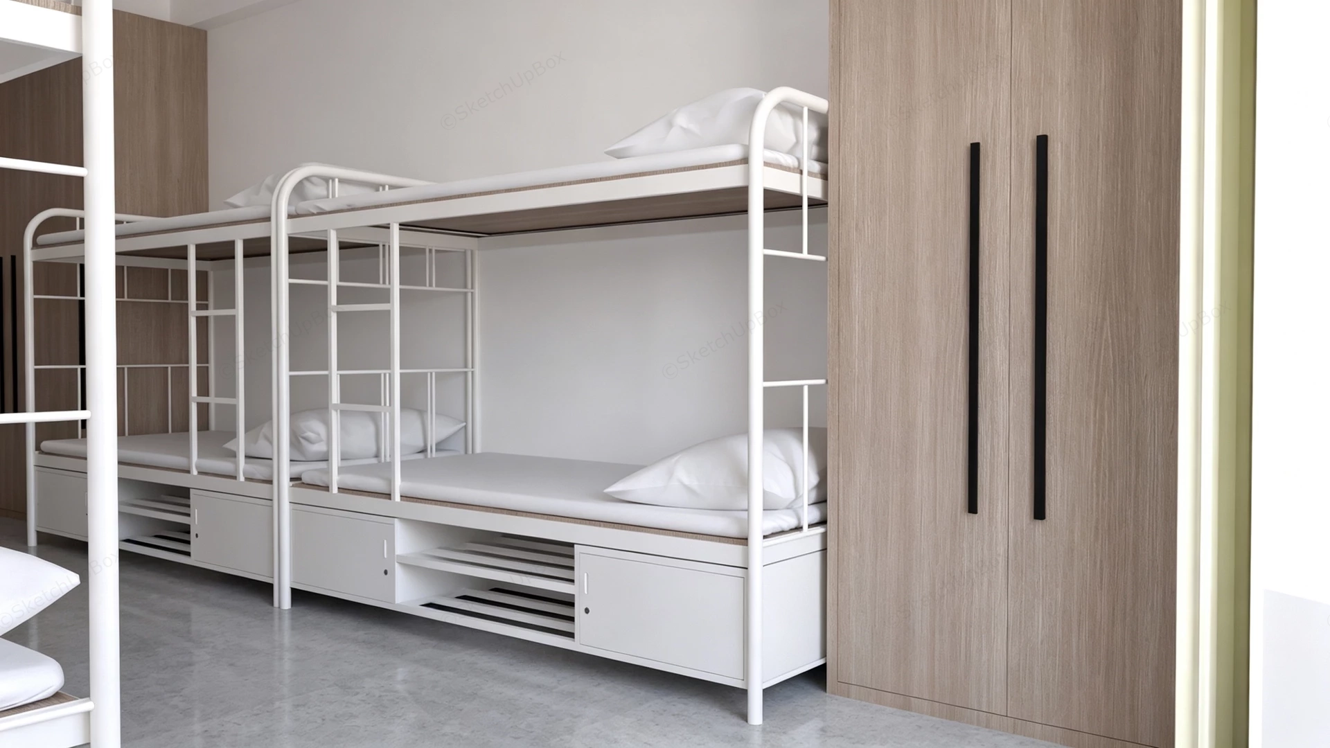 Modern 8 Bed Dormitory Room sketchup model preview - SketchupBox