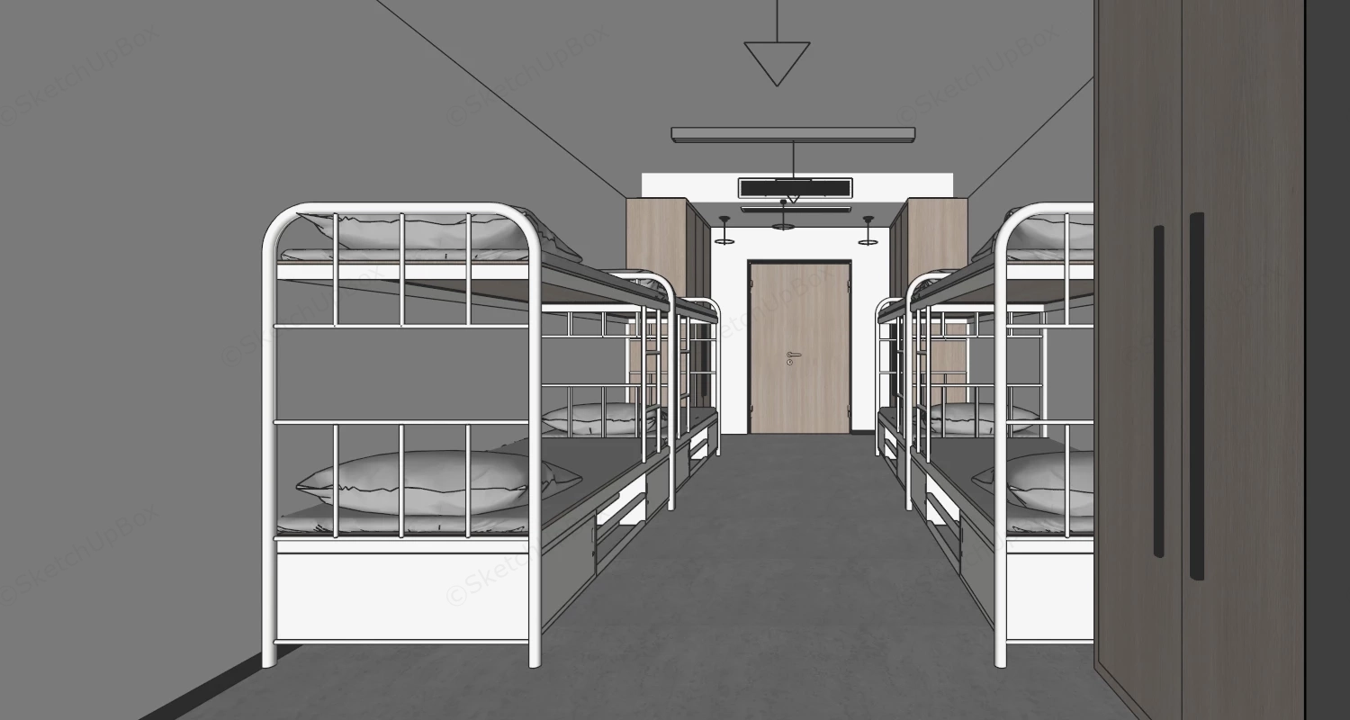 Modern 8 Bed Dormitory Room sketchup model preview - SketchupBox