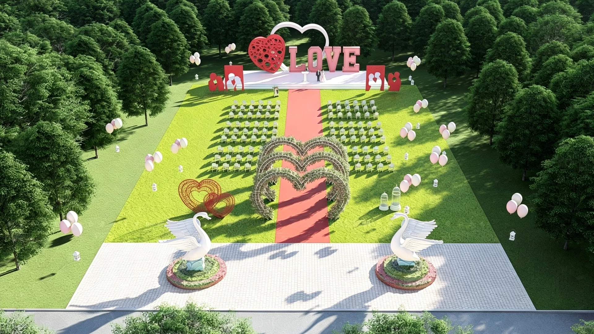 Outdoor Romantic Wedding Ceremony Layout sketchup model preview - SketchupBox