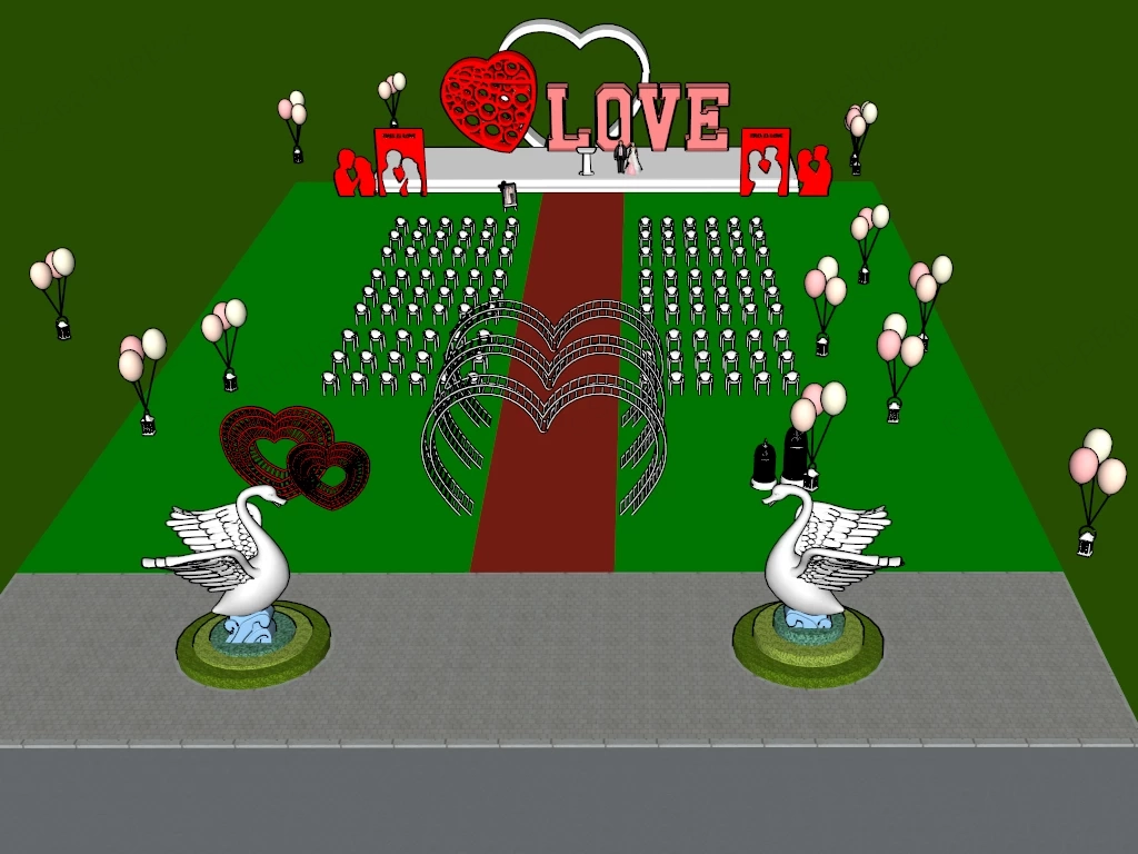 Outdoor Romantic Wedding Ceremony Layout sketchup model preview - SketchupBox