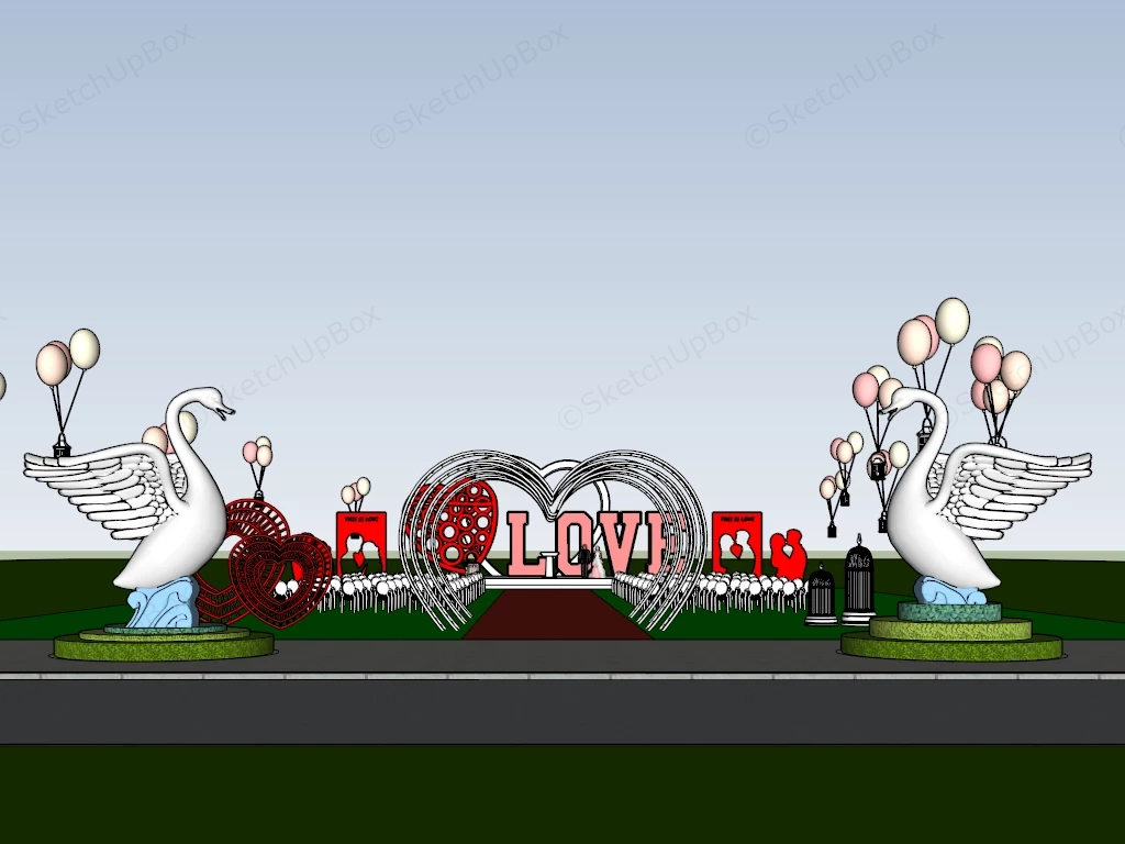 Outdoor Romantic Wedding Ceremony Layout sketchup model preview - SketchupBox
