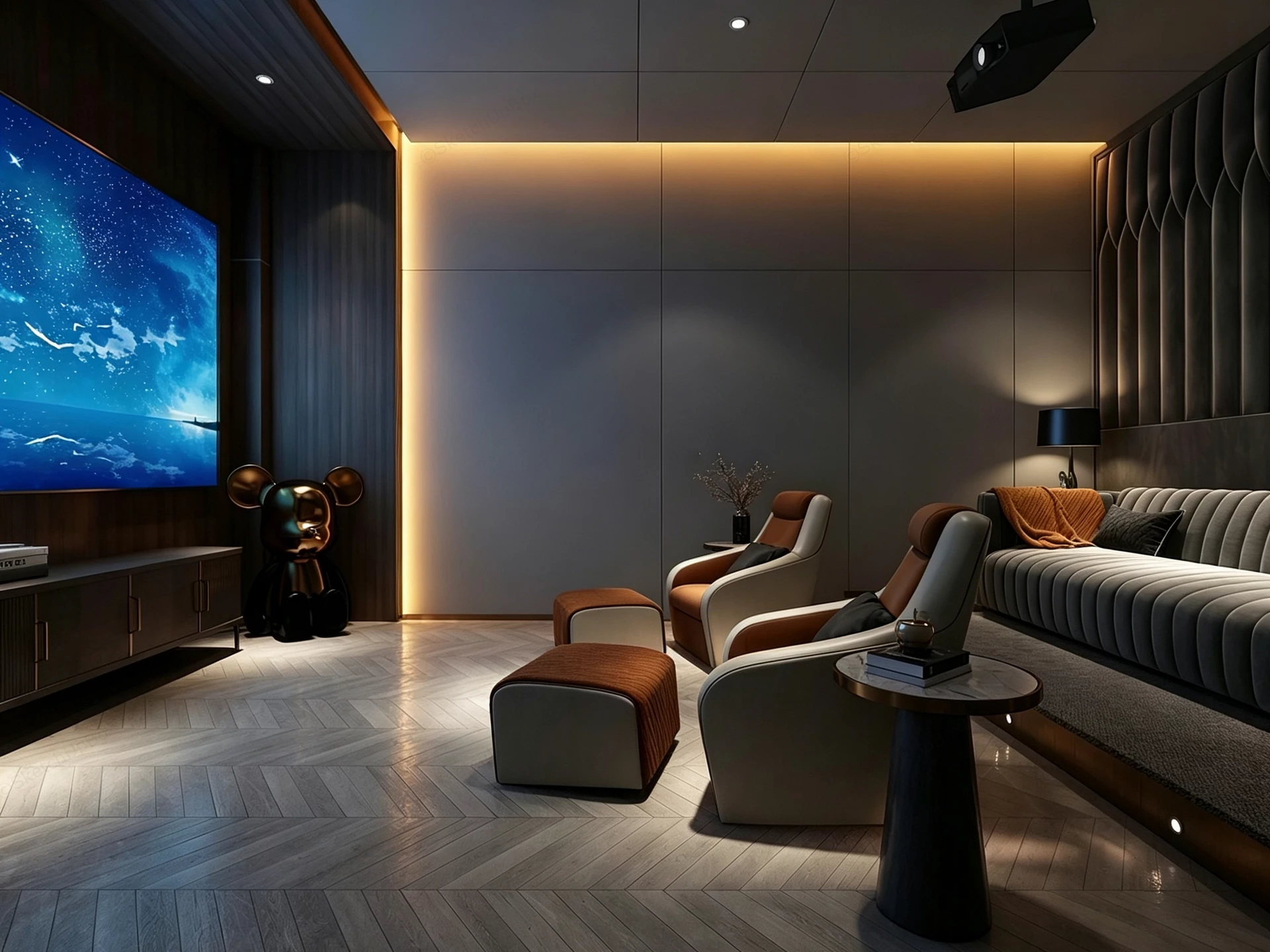 Luxury Home Theater And Media Room sketchup model preview - SketchupBox