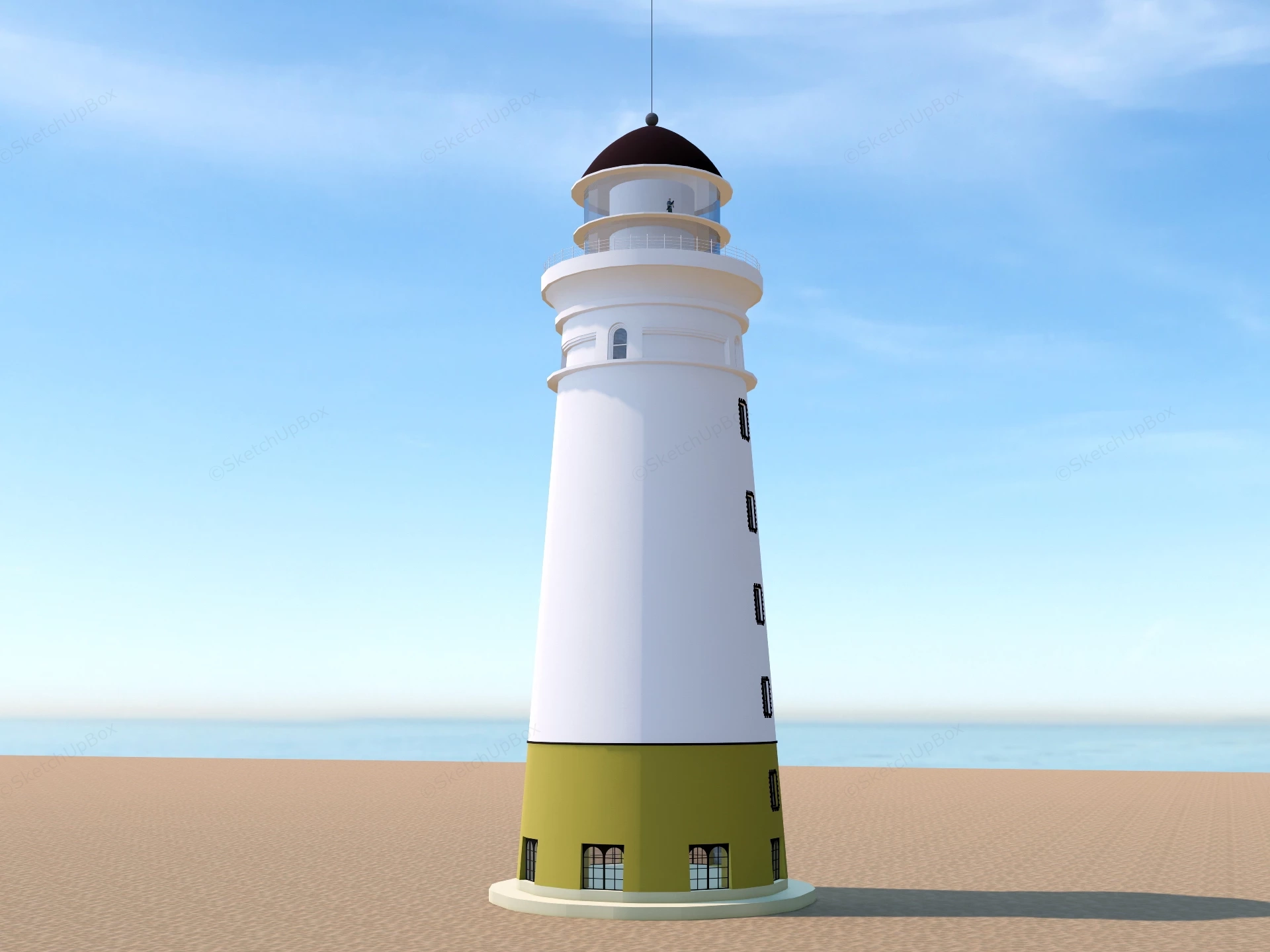 White Lighthouse sketchup model preview - SketchupBox
